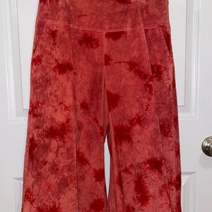 Vintage B. Marks Red tie-dye genuine suede wide leg pants, lined